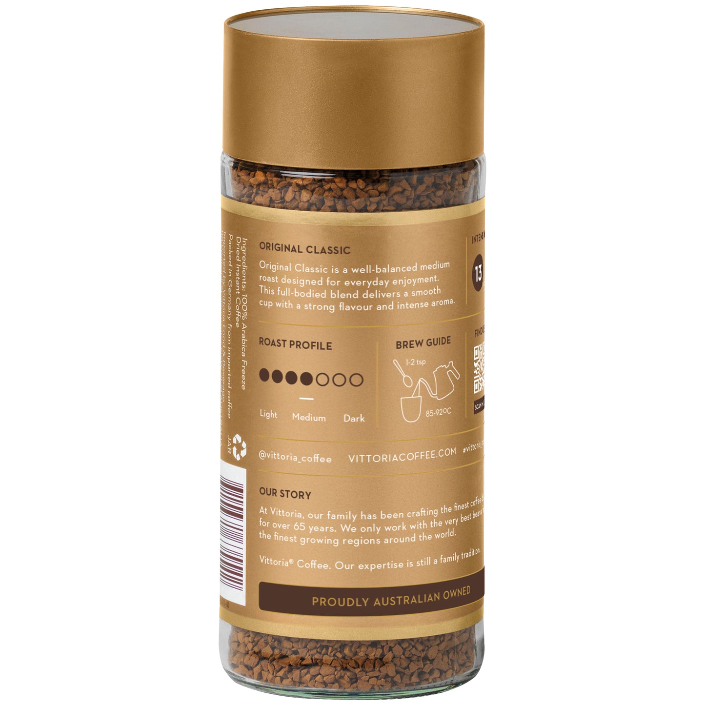 Vittoria Classic Freeze Dried Instant Coffee 100g