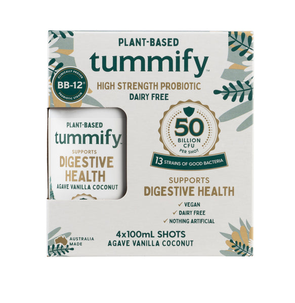 Tummify Plant Based High Strength Probiotic Shot Agave, Vanilla & Coconut 4 x 100ml