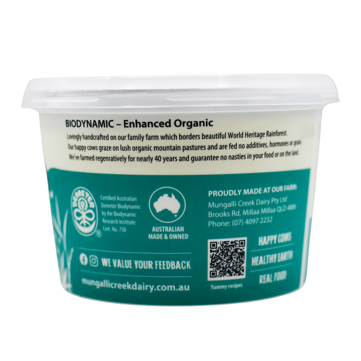 Mungalli Creek Dairy Organic Yogurt Natural 500g