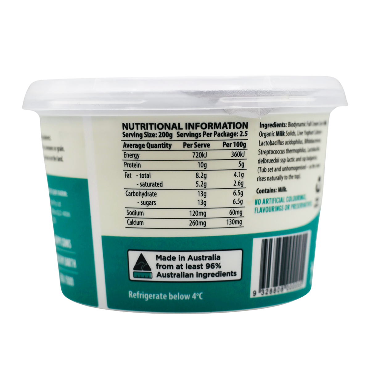 Mungalli Creek Dairy Organic Yogurt Natural 500g