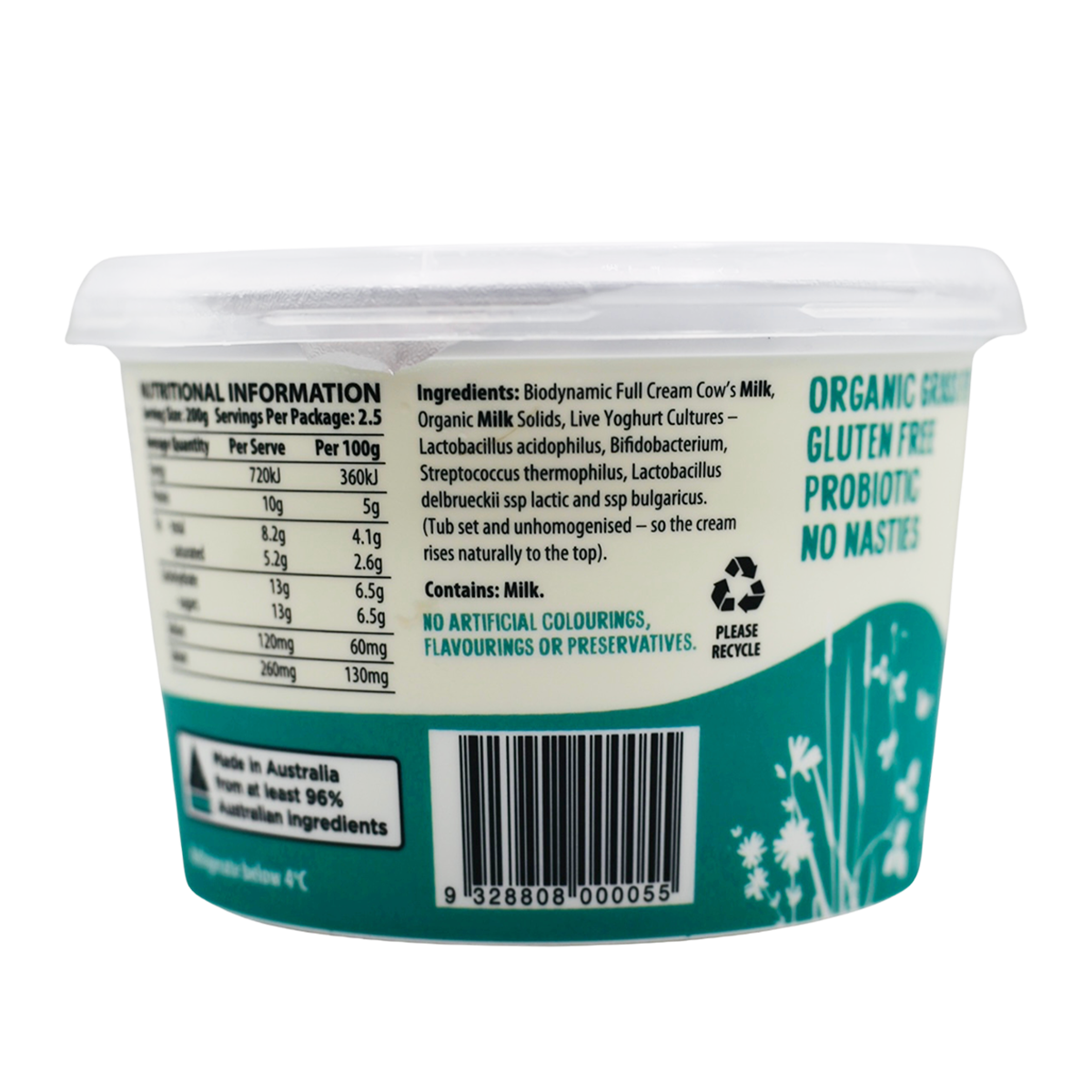 Mungalli Creek Dairy Organic Yogurt Natural 500g