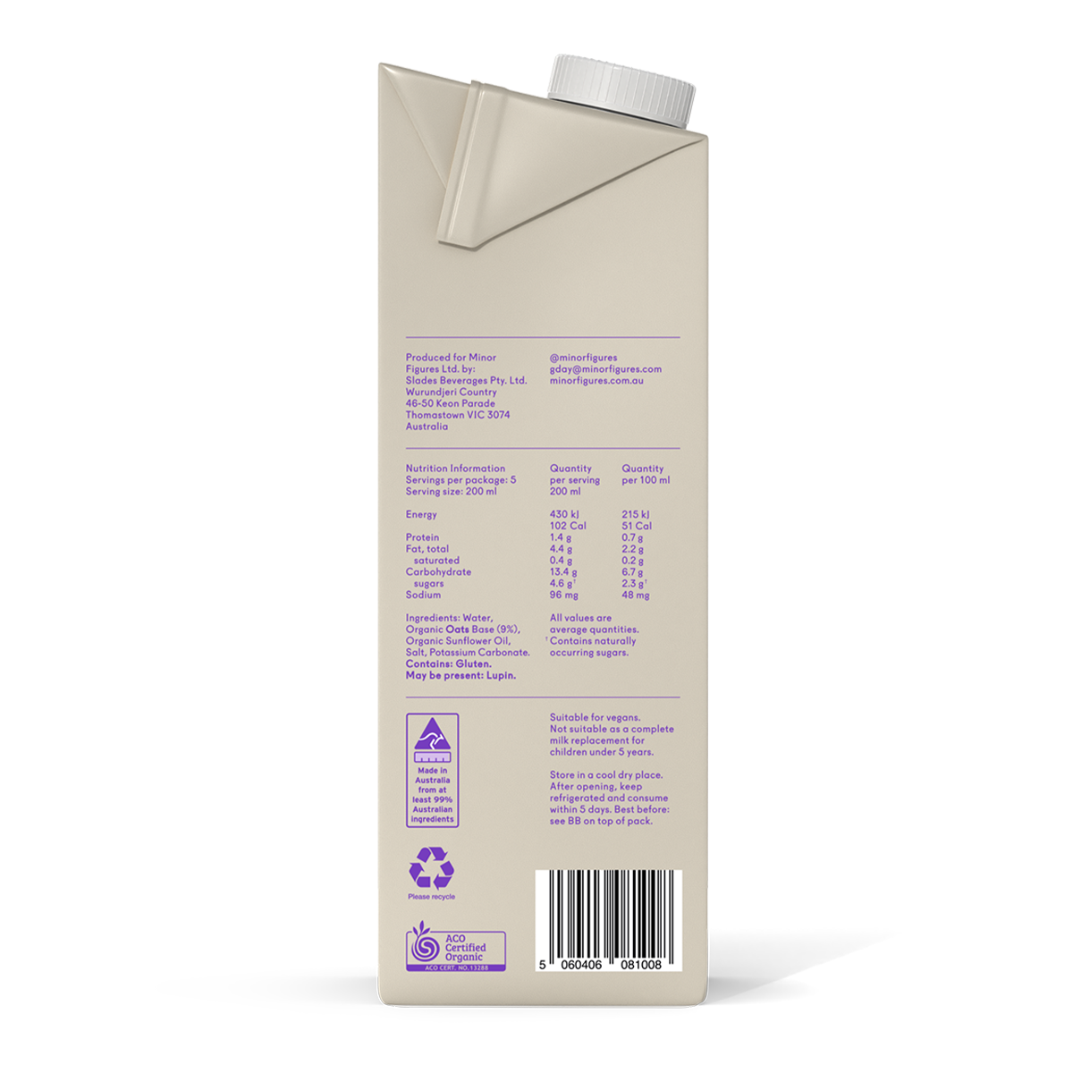 Minor Figures Barista Organic Oat Milk 1L