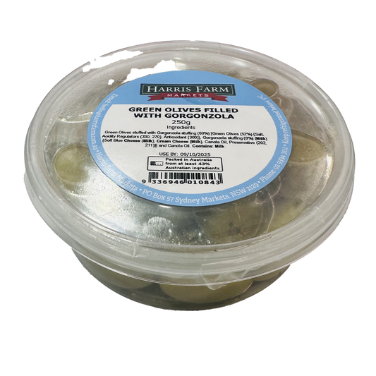 Harris Farm Green Olives with Gorgonzo 250g