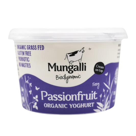 Mungalli Creek Dairy Organic Yogurt Passionfruit 500g