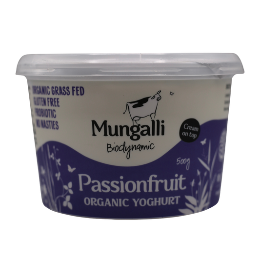 Mungalli Creek Dairy Organic Yogurt Passionfruit 500g