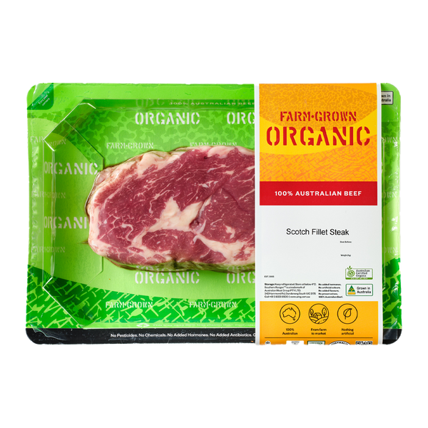 Farm Grown Organic Beef Scotch Steak 150-250g