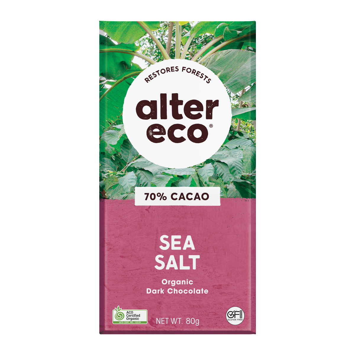 Alter Eco Organic 70% Dark Chocolate Sea Salt 80g