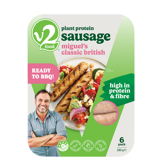V2Food Plant Protein British Sausage x6 330g