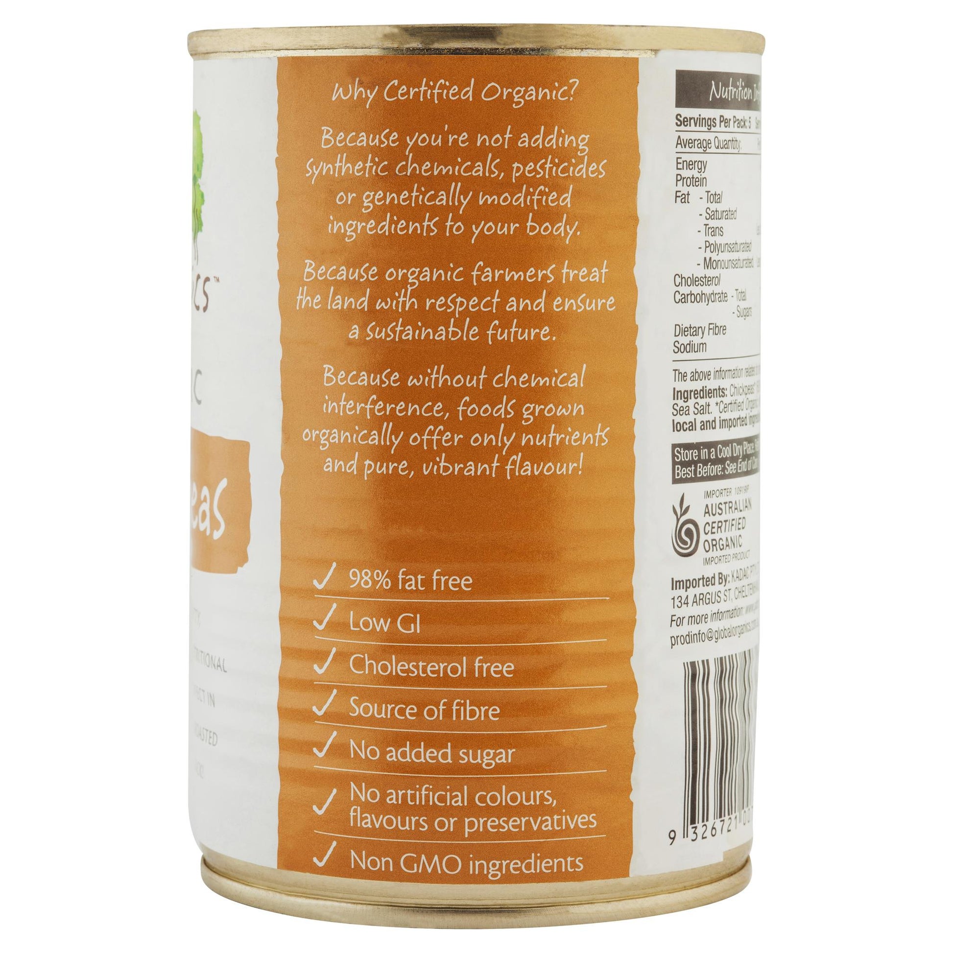 Global Organic Chickpeas 400g , Grocery-Can Veg - HFM, Harris Farm Markets
 - 2