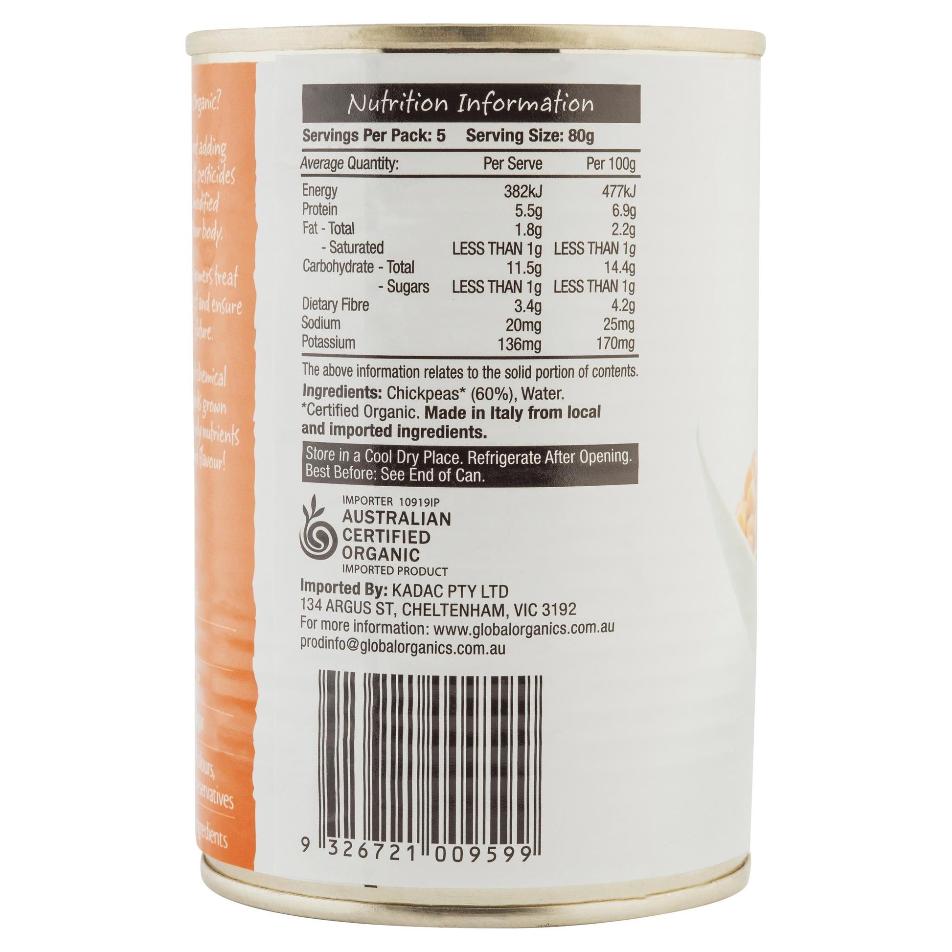 Global Organic Chickpeas No Added Salt 400g , Grocery-Condiments - HFM, Harris Farm Markets
 - 3