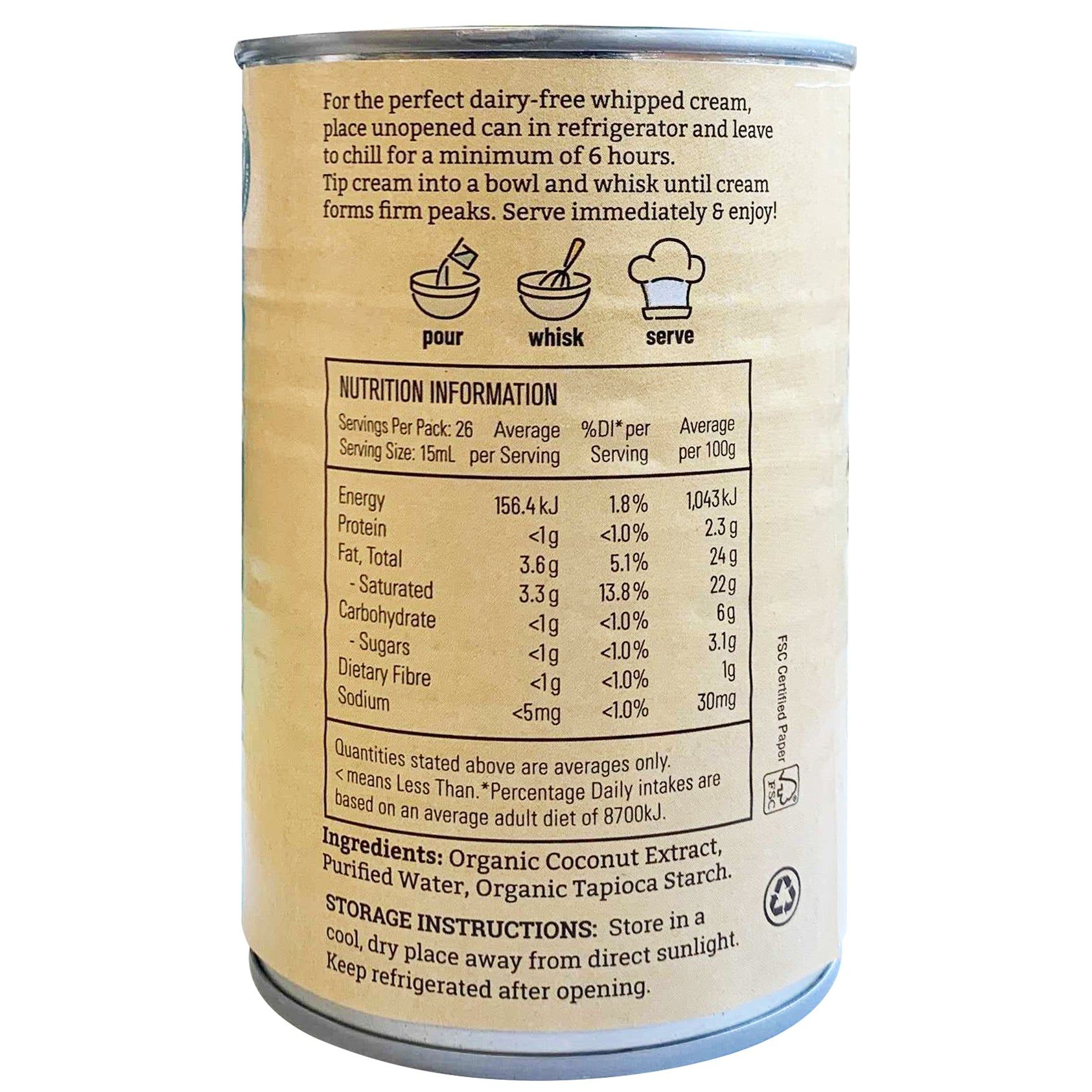 The Tender Table Organic Coconut Whipping Cream | Harris Farm Online 