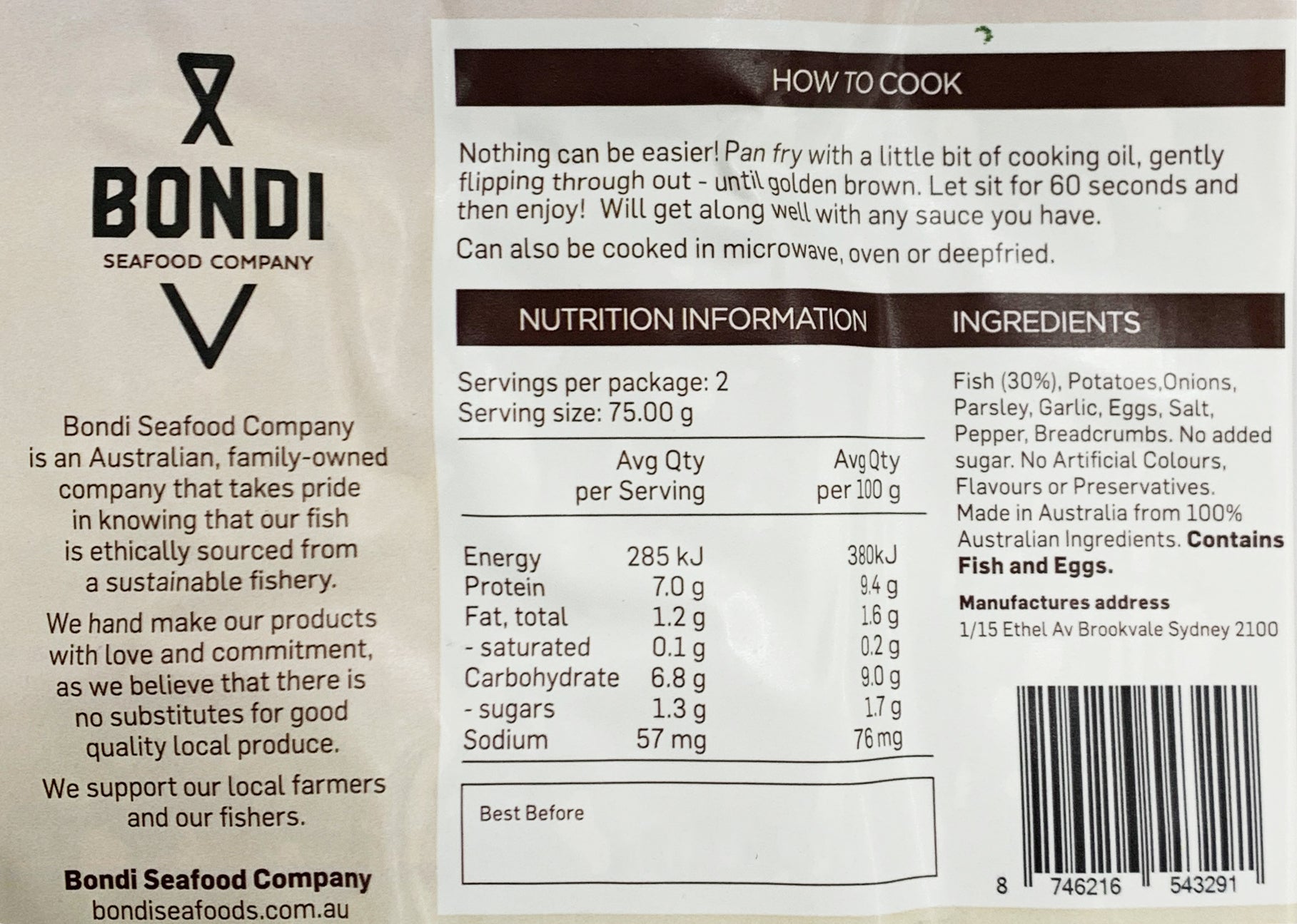 Bondi Seafood Chilli Fishcakes | Harris Farm Online