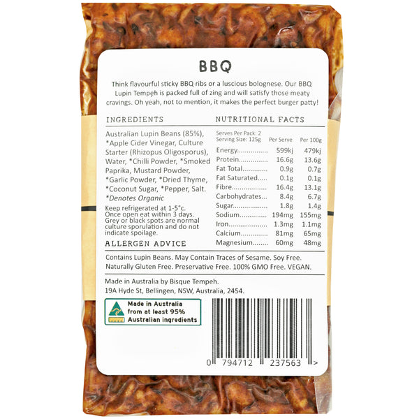 Bisque BBQ Vegan Lupin Tempeh | Harris Farm Online