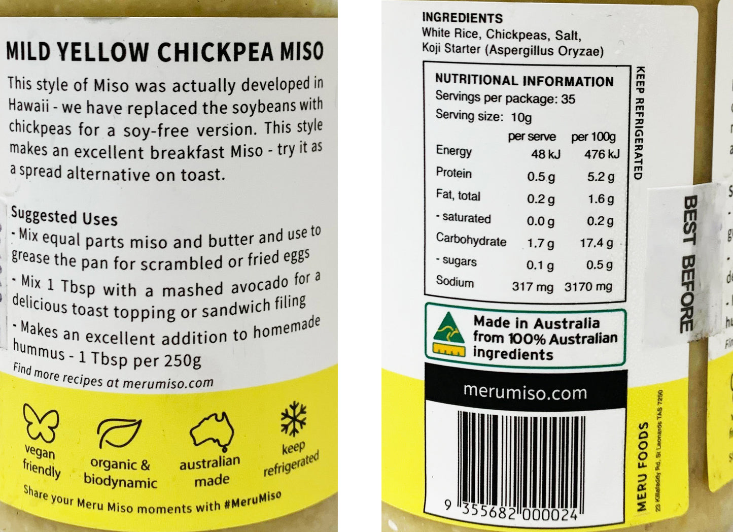Meru Miso Mild Yellow Chickpea Miso 350g