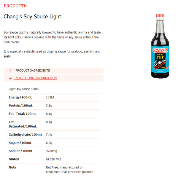 Changs Light Soy Sauce 500ml