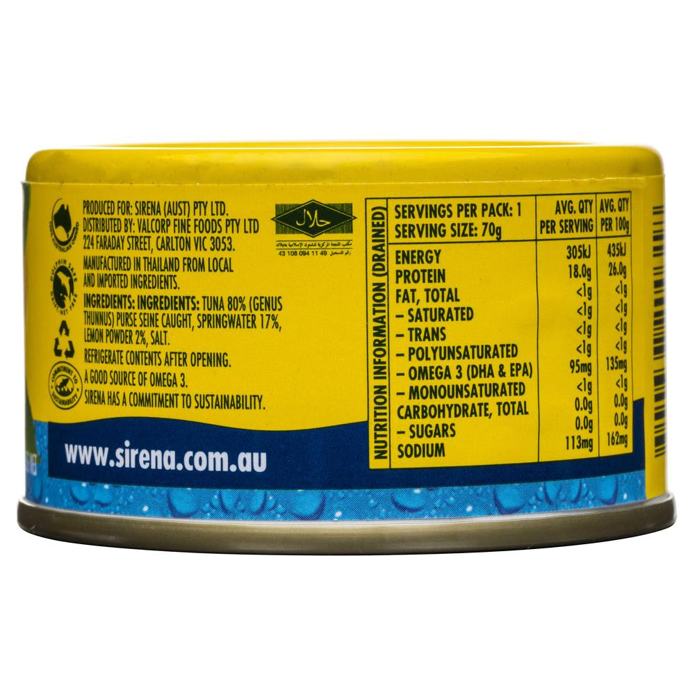 Sirena Tuna Springwater Lemon 95g , Grocery-Can or Jar - HFM, Harris Farm Markets
 - 2