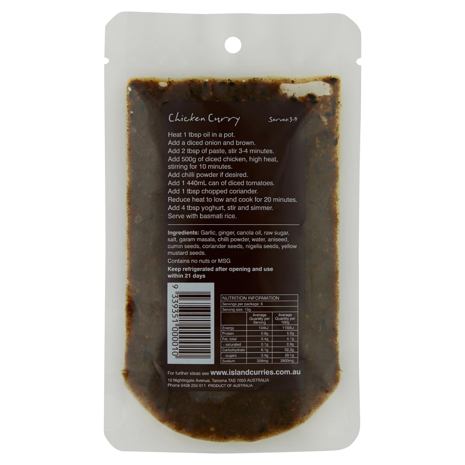Island Curries Chicken Achaari Style Curry Paste 100g , Grocery-Cooking - HFM, Harris Farm Markets
 - 2