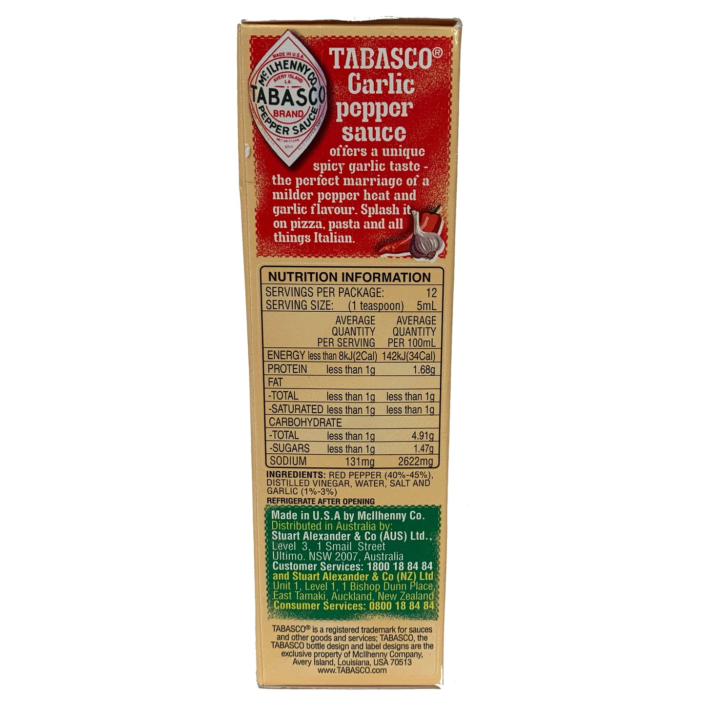 Mcilhenny Tabasco Garlic Pepper Sauce 60ml