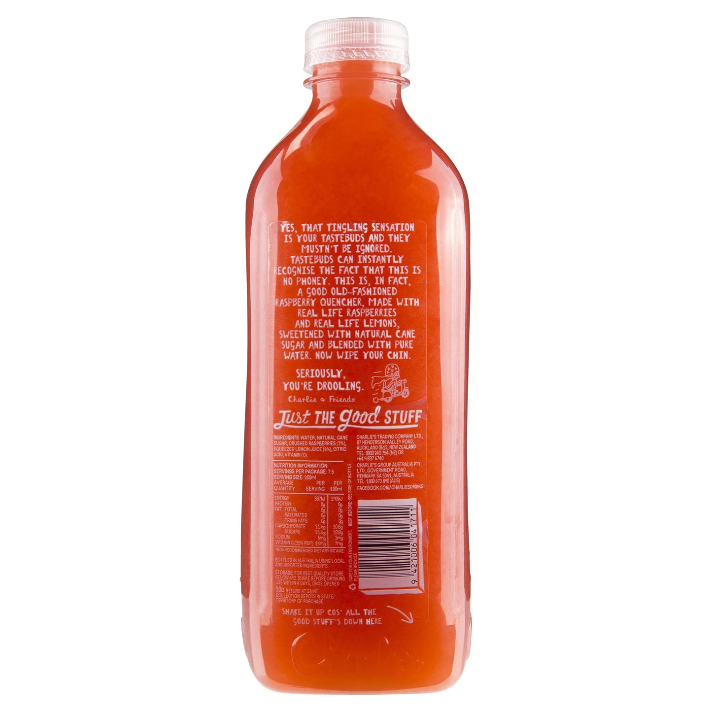 Charlies Raspberry Quencher 1.5L , Frdg1-Drinks - HFM, Harris Farm Markets
 - 2