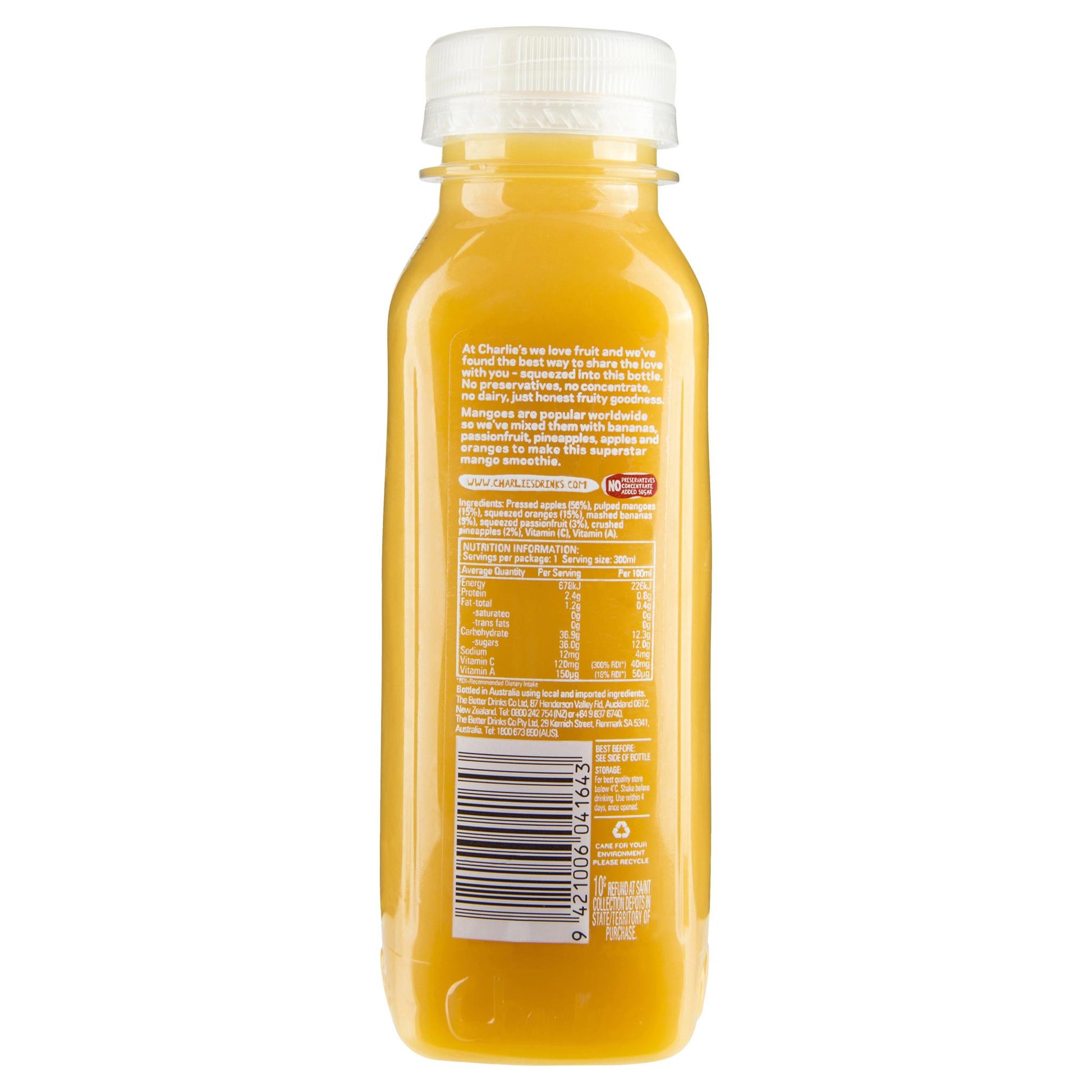 Charlies Mango Whole Fruit Smoothie 300ml , Frdg1-Drinks - HFM, Harris Farm Markets
 - 2