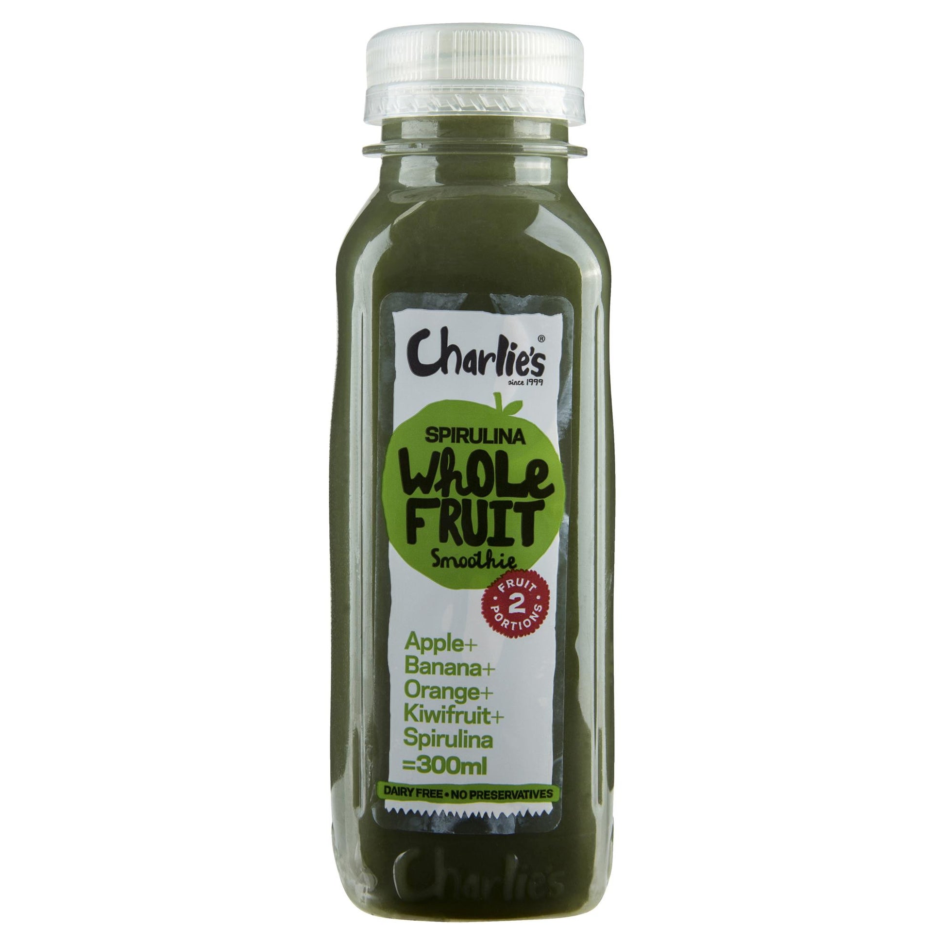 Charlies Spirulina Whole Fruit Smoothie 300ml , Frdg1-Drinks - HFM, Harris Farm Markets
 - 1