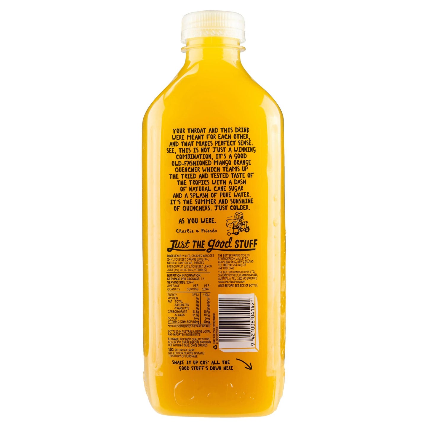 Charlies Mango And Orange Quencher 1.5L , Frdg1-Drinks - HFM, Harris Farm Markets
 - 2