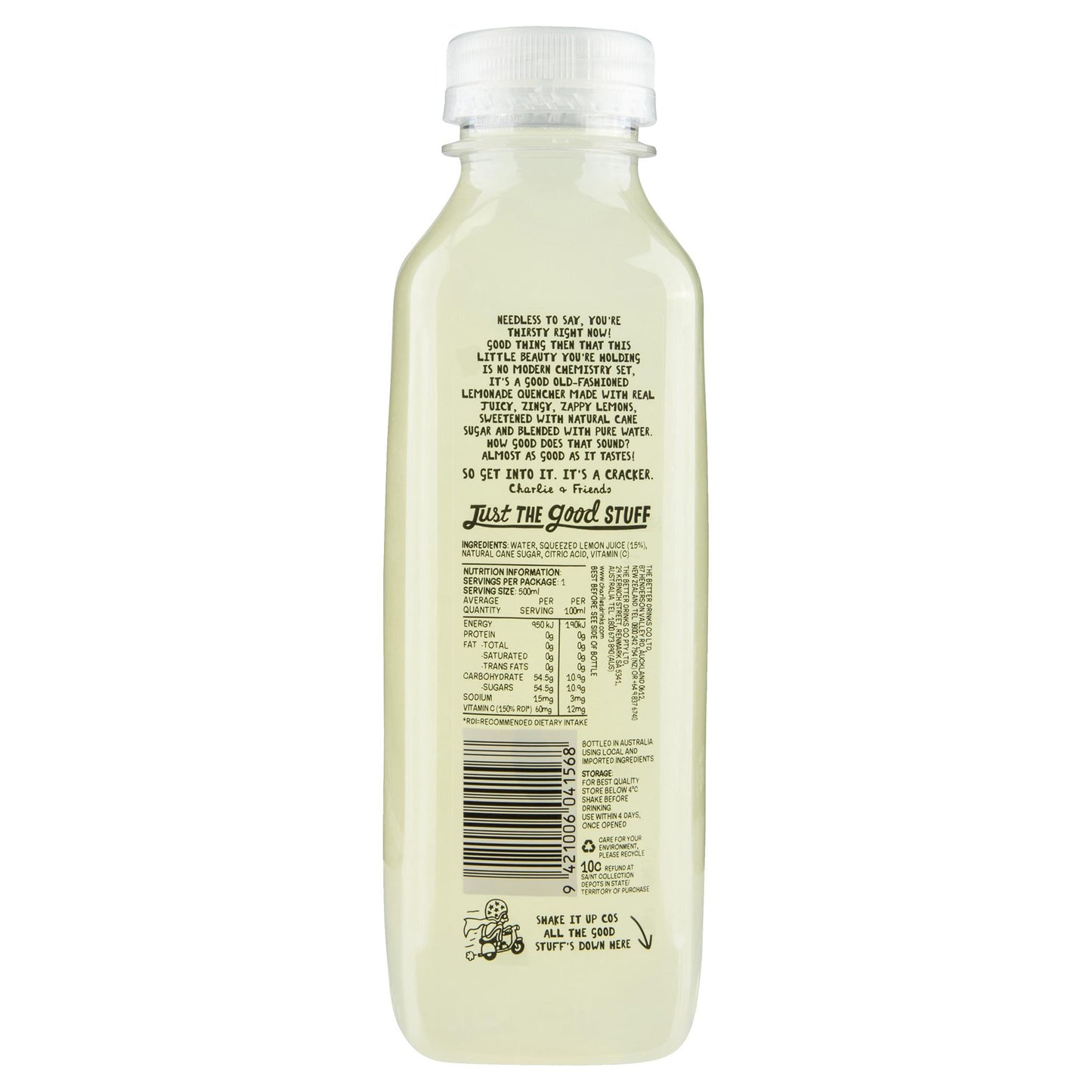 Charlies Old Fashioned Lemonade Quencher 500ml , Frdg1-Drinks - HFM, Harris Farm Markets
 - 2