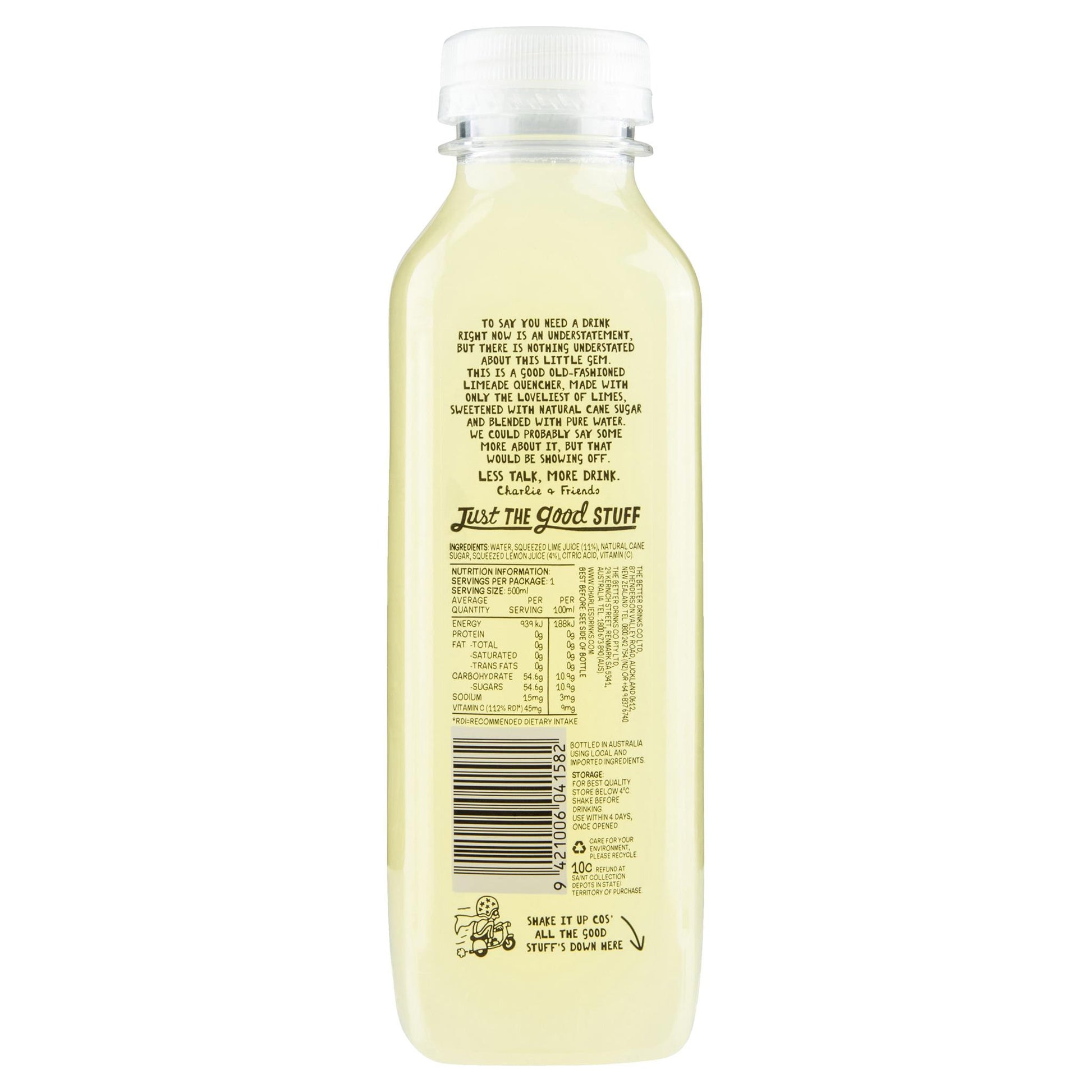 Charlies Old Fashioned Quencher Limeade 500ml , Frdg1-Drinks - HFM, Harris Farm Markets
 - 2