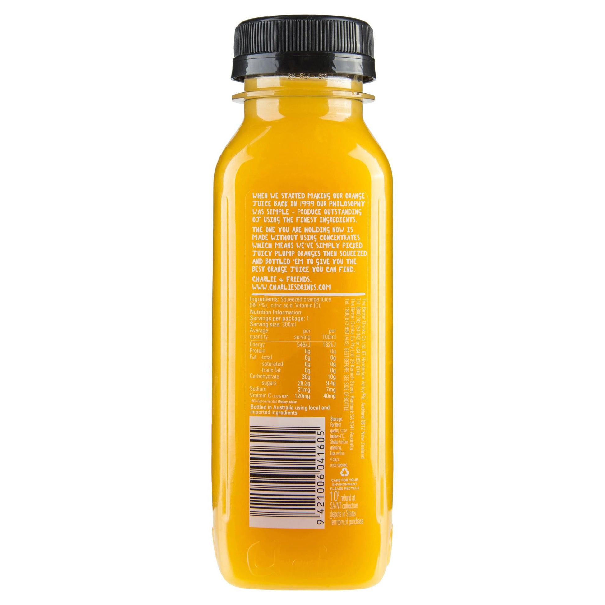 Charlies Honest Squeezed Orange Juice 300ml , Frdg1-Drinks - HFM, Harris Farm Markets
 - 2
