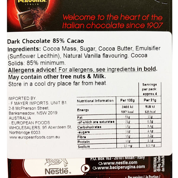 Perugina 85% Extra Dark Chocolate | Harris Farm Online