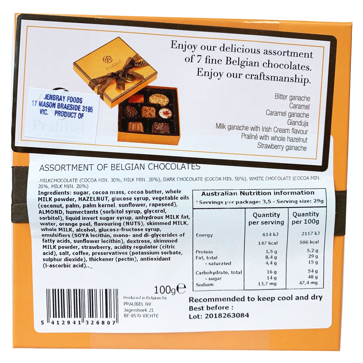 Pralibel - Belgian Chocolates - Assortment (7 Pieces, 100g)