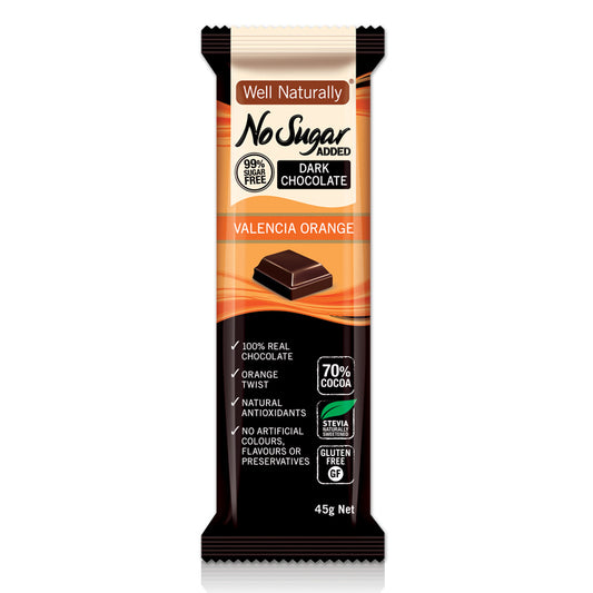 Well Naturally - Dark Chocolate Bar - Valencia Orange (45g)