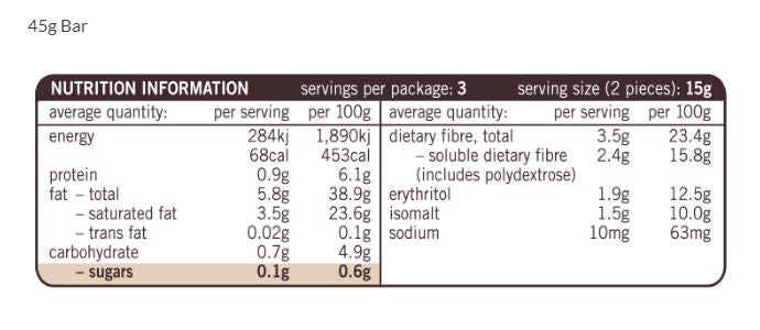 Well Naturally - Dark Chocolate Bar - Mint Crisp (45g)