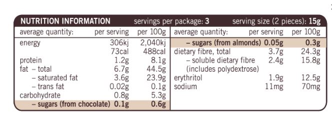Well Naturally - Dark Chocolate Bar - Almond Chip (45g)