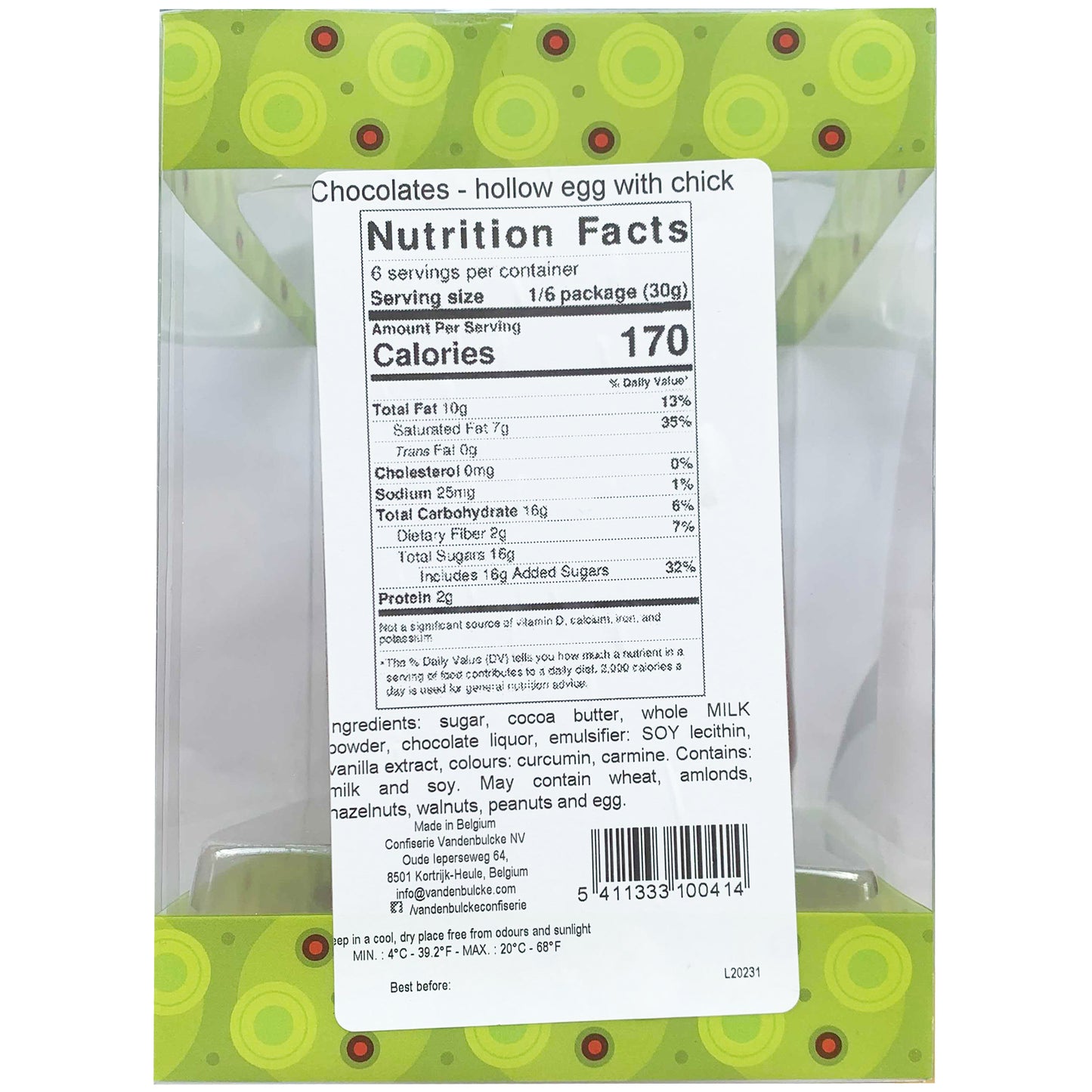 Vandenbulcke Milk Chocolate Hollow Egg with Chick 180g