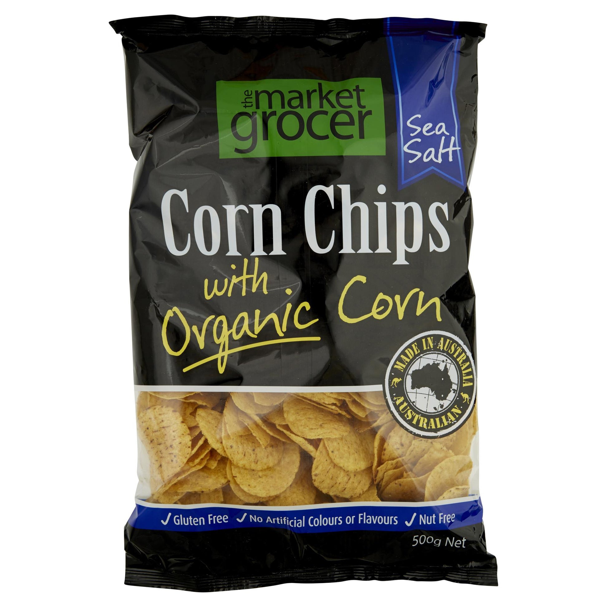 Market Grocer Organic Corn Chips Salted 500g , Grocery-Confection - HFM, Harris Farm Markets
 - 1