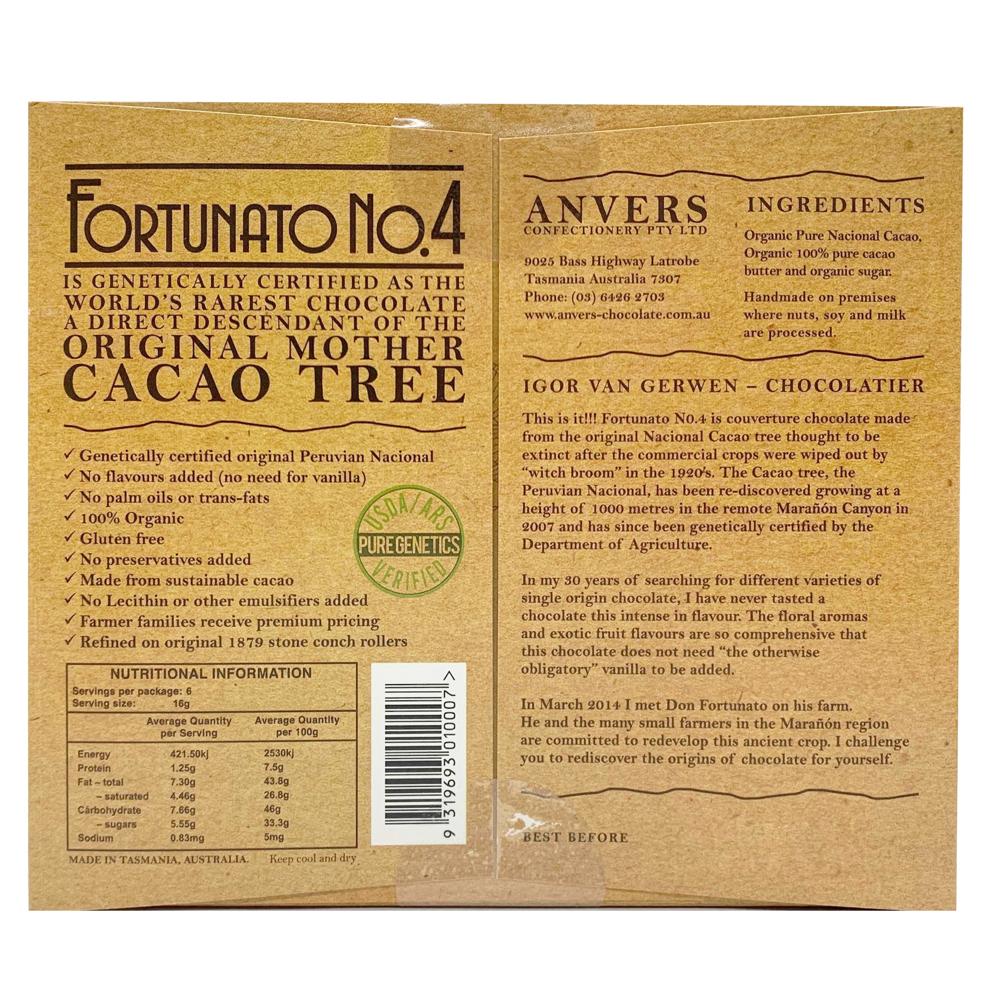 Fortunato No.4 68% Organic Dark Chocolate | Harris Farm Online