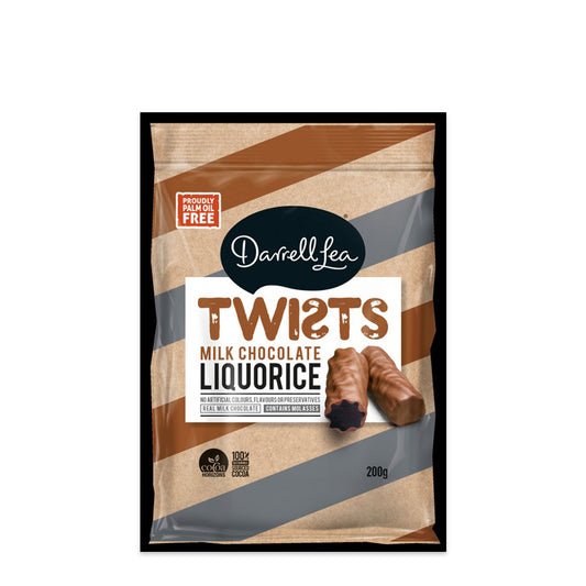 Darrell Lea Milk Chocolate Liquorice Twists 200g | Harris Farm Online