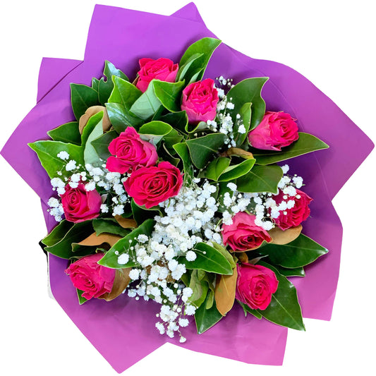Flowers Roses Dark Pink Mix Bouquet | Harris Farm Online
