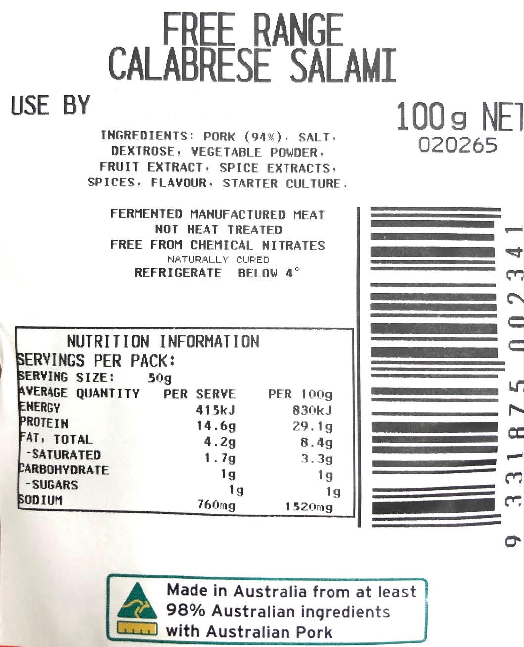 Princi Calabrese Salami | Harris Farm Online