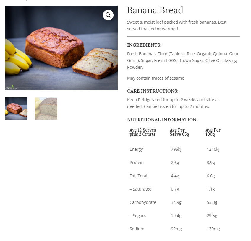 Naturally - Banana Bread - Gluten Free (850g)