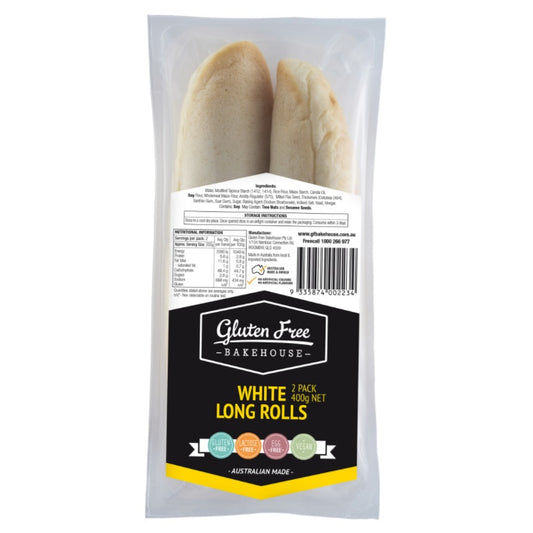 Gluten Free Bakehouse - Bread White Long Rolls (2 Rolls, 400g)