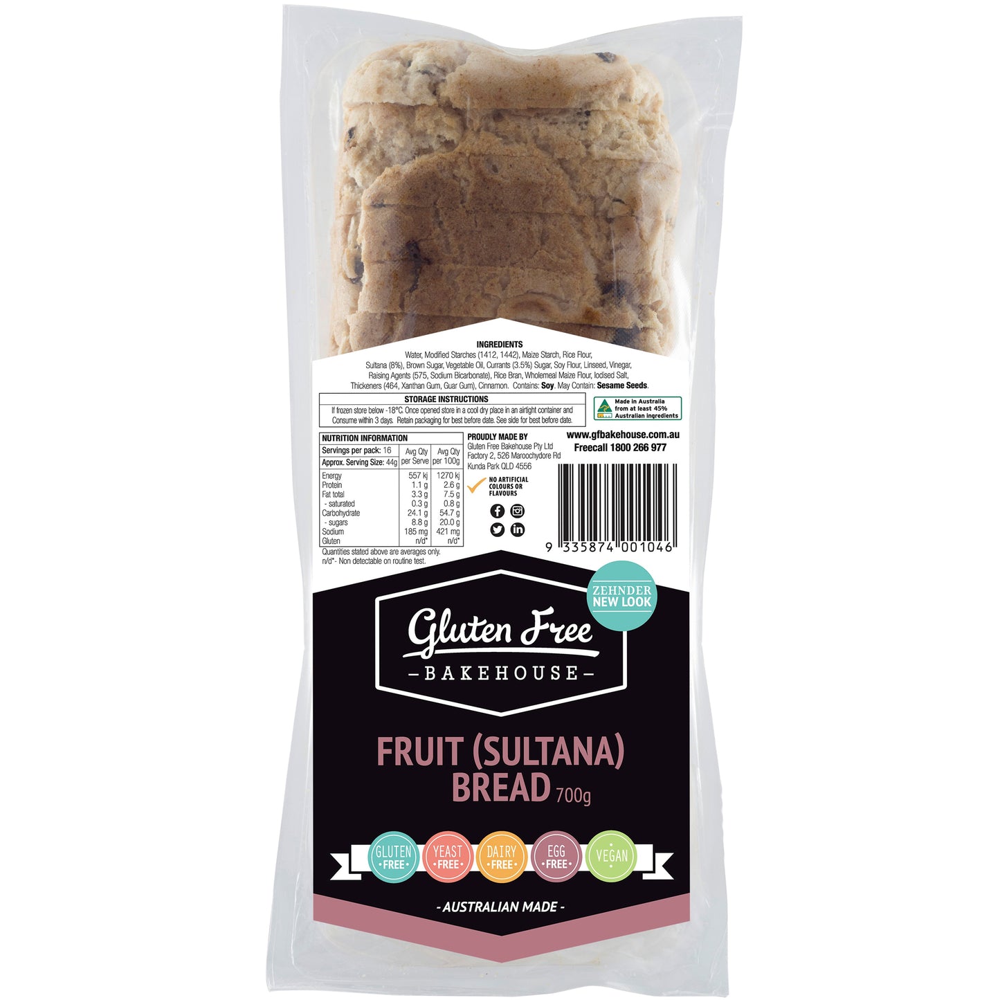 Gluten Free Bakehouse Fruit Sultana Bread | Harris Farm Online