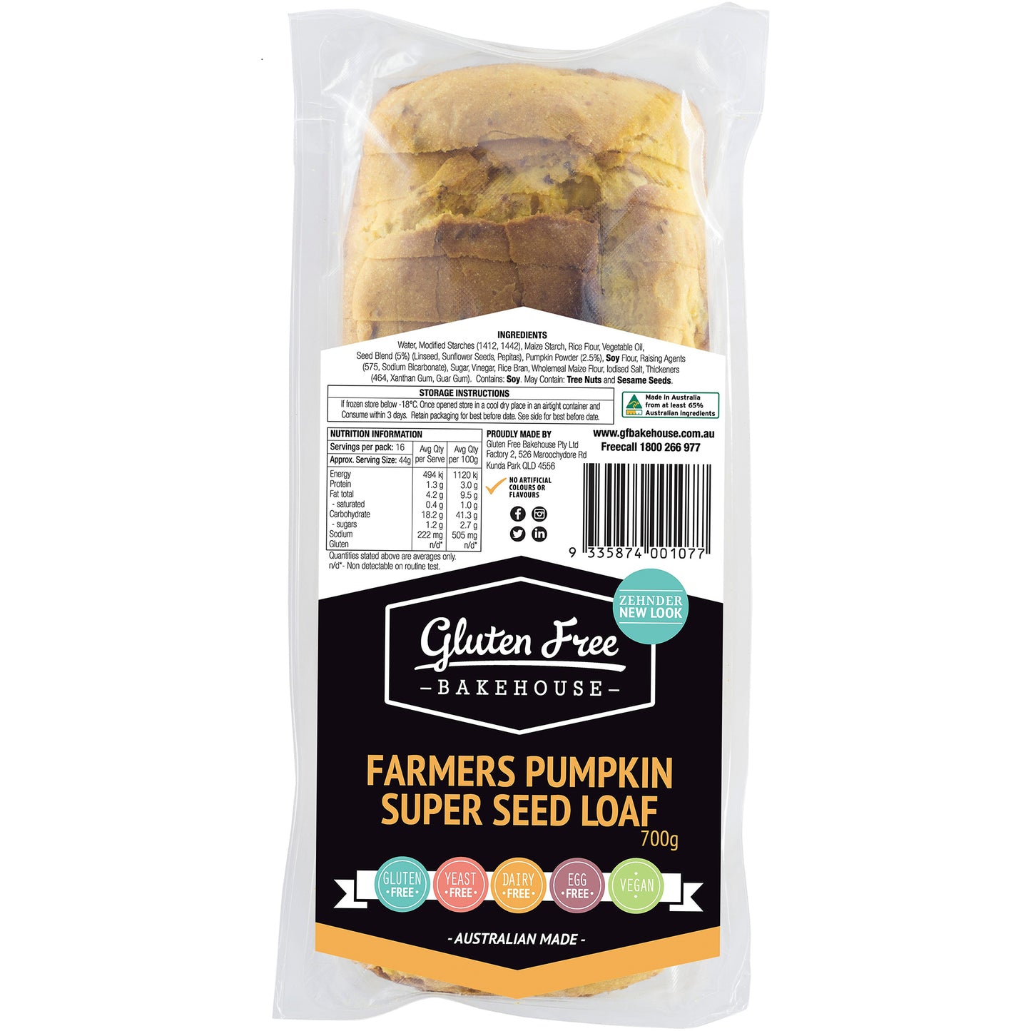 Gluten Free Bakehouse Farmers Pumpkin Super Seed Loaf | Harris Farm Online
