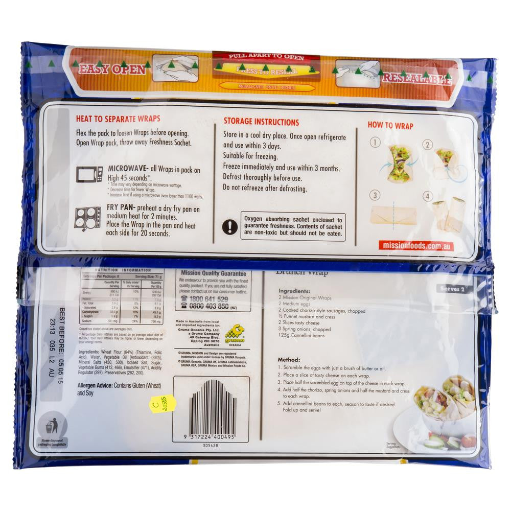 Mission Wraps Original 567g , Z-Bakery - HFM, Harris Farm Markets
 - 2