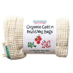 Harris Farm Reusable Organic Cotton Small Mesh Fruit and Veg Bags x3