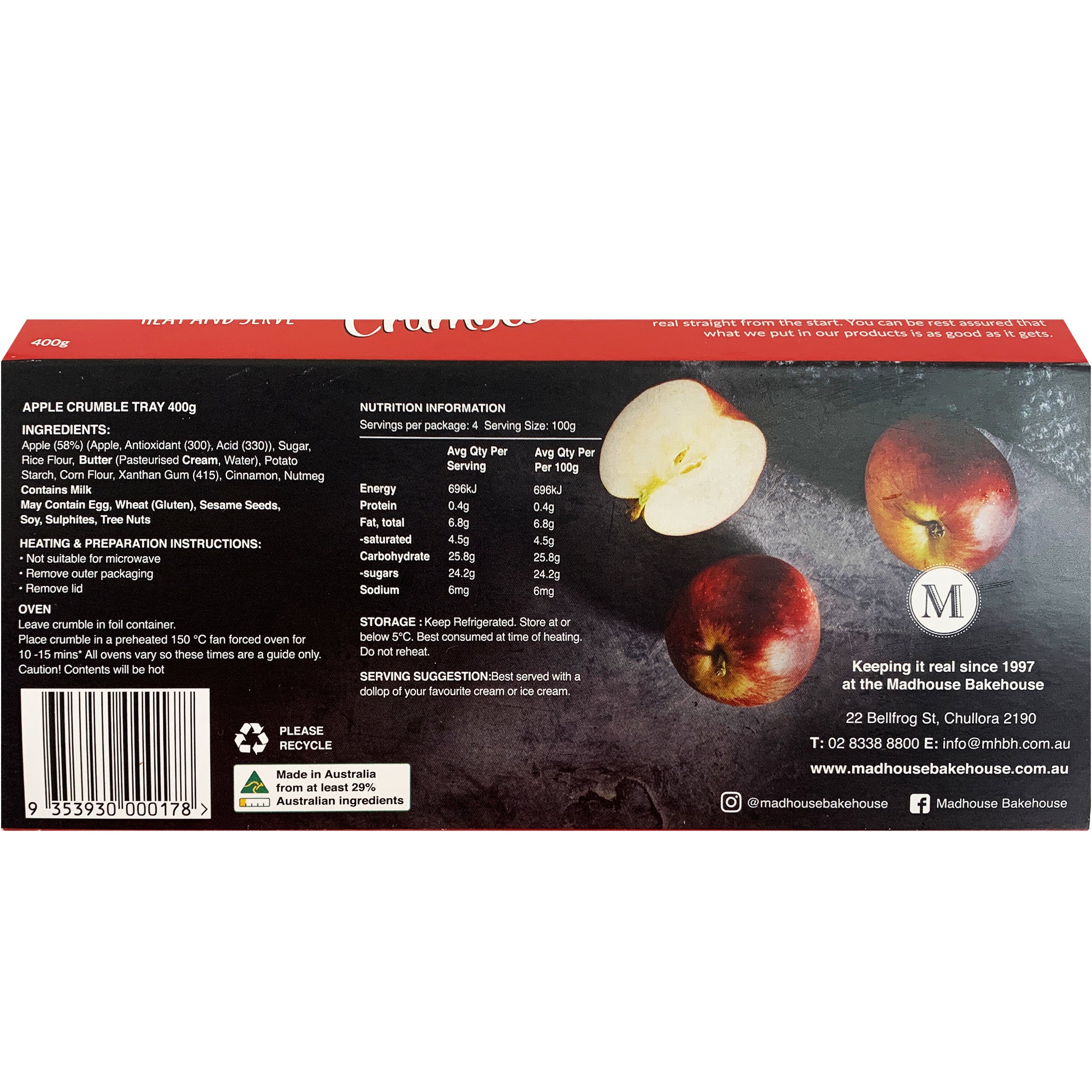 Madhouse BakeHouse Apple Crumble | Harris Farm Online