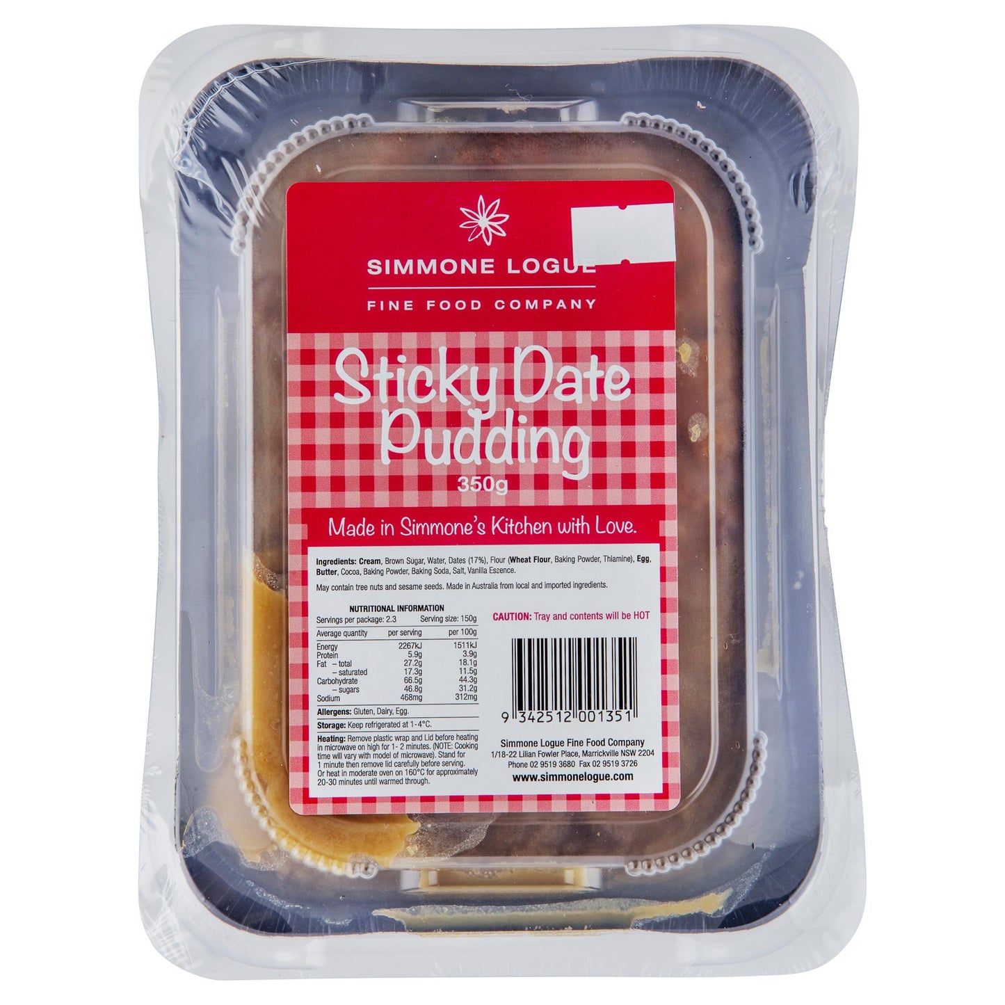 Simmone Logue Sticky Date Pudding 350g , Frdg3-Dessert - HFM, Harris Farm Markets
