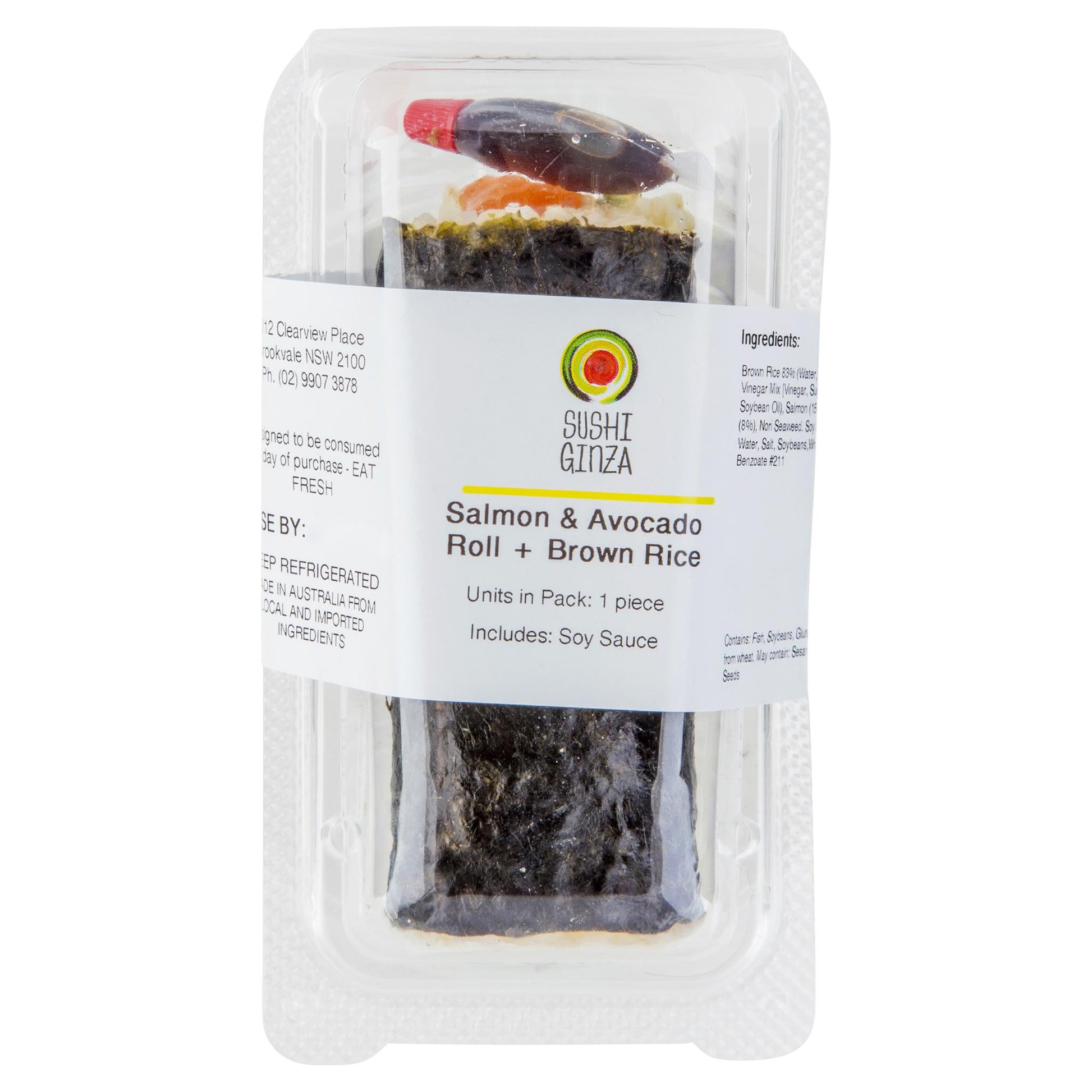 Ginza Salmon & Avocado Brown Rice Sushi roll , Frdg3-Meals - HFM, Harris Farm Markets
