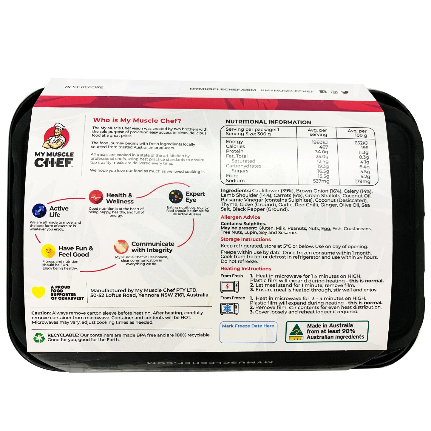 My Muscle Chef Slow Cooked Lamb Shoulder with Cauliflower Rice 300g